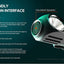 Acebeam H50 multifunctional headlamp with user-friendly one-button interface on a dark background