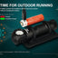 Acebeam H6 multi-functional running headlight with battery and charging information on a blue background