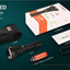 Acebeam L19R tactical flashlight set with packaging and accessories on a dark green background