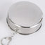Metallic retractable keychain on a white background