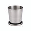 Stainless steel collapsible cup on a white background