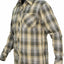 Plaid shirt with a visible brand logo on a white background