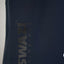Close-up of a dark blue jacket with 'Swazli Climb Max' branding.