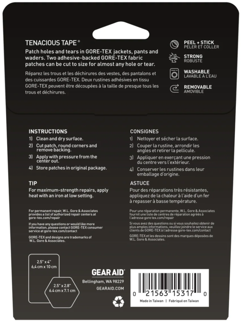 Gear Aid Tenacious Tape GORE-TEX Fabric Patches