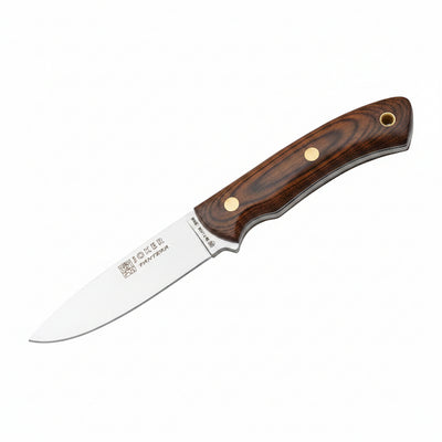 Paring knife with black handle on a white background