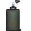 Black mesh water bottle holder with a black water bottle on a white background