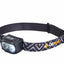 Headlamp with patterned strap on a white background