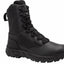 Black tactical boot on a white background