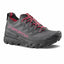 Gray hiking shoe with red accents and 'La Sportiva' branding on a white background