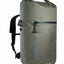 Gray backpack with black straps on a white background