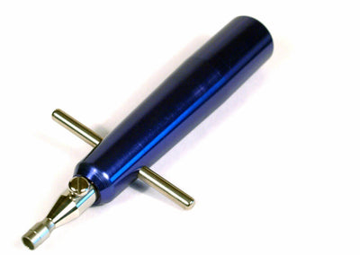 Blue and gold tool on a white background