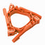 An orange plastic triangular mounting bracket or clip, isolated on a white background.