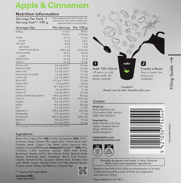 Radix - Original Dairy Breakfast - Apple & Cinnamon