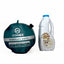 Green sleeping bag labeled 'DOMEX Wanderer 300 XT' next to a milk bottle labeled 'Kildare's Own Milk'.