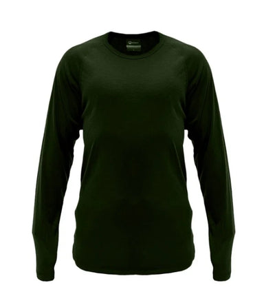 Green long-sleeve shirt on a white background