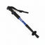 A black and blue folding hiking stick with a black wrist strap, shown diagonally on a plain white background.