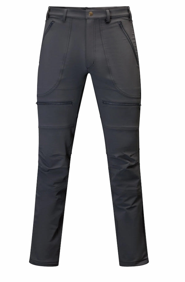 Dark gray pants with zippers on a white background