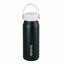 Black water bottle with white cap on a white background