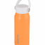 Orange water bottle with white lid on a white background