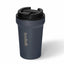 Dark gray travel mug with black lid on a white background