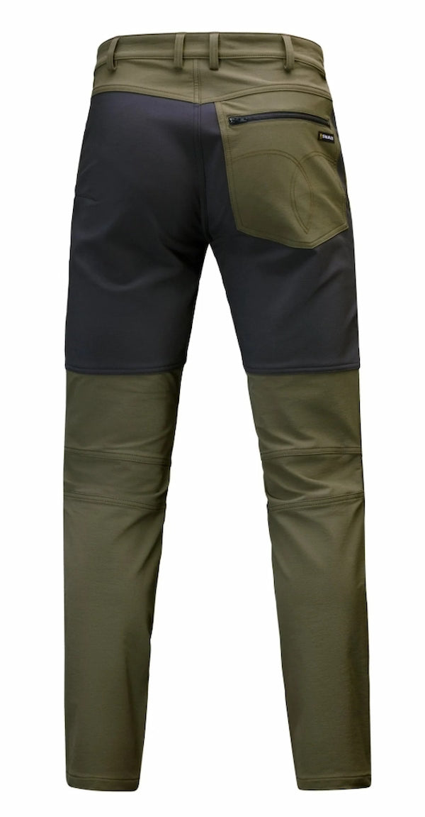 Green and black pants on a white background