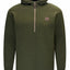 Green sweater with a small logo on a white background
