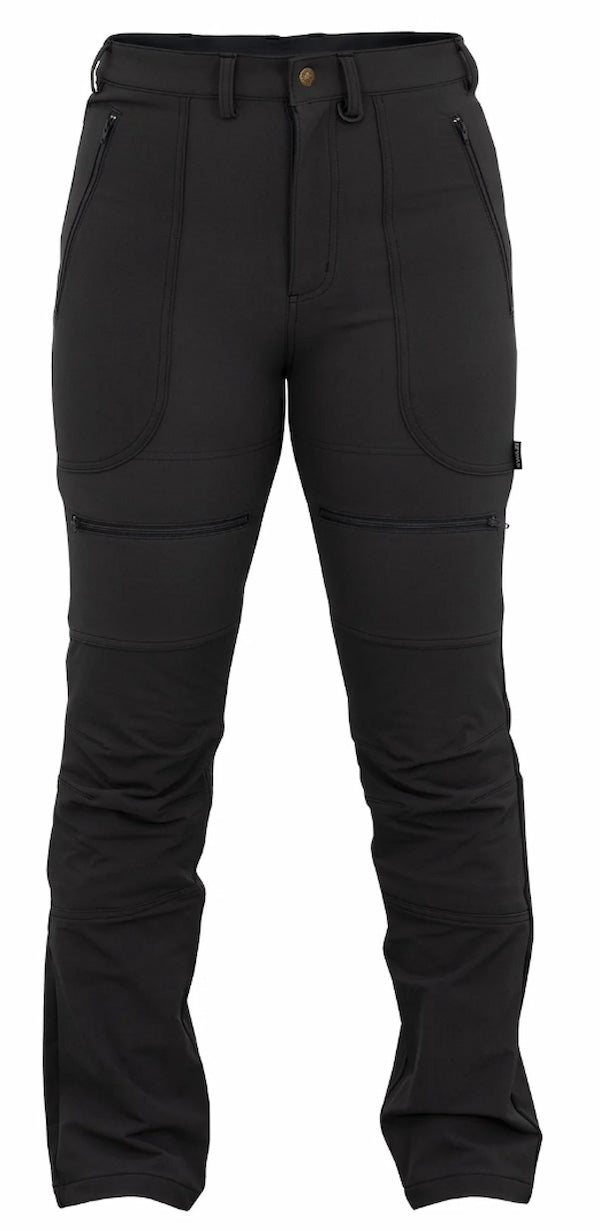 Black pants with zippers on a white background