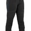 Black pants with zippers and pockets on a white background