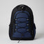 Blue and black backpack on a white background