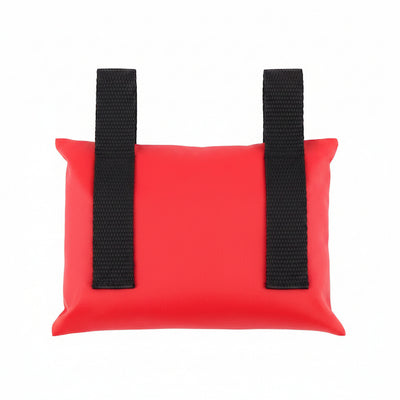 A red rectangular soft bag or pouch with two vertical black webbing handles, shown against a plain white background.
