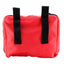 Red bag with black straps on a white background