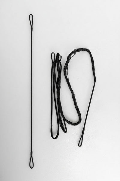 A set of three black rope or cord accessories with looped ends, laid out on a plain white background.
