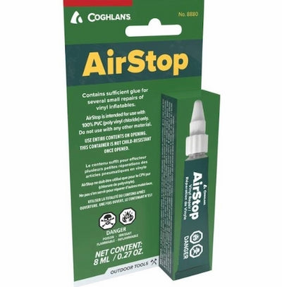 Coghlan's AirStop packaging with green and white design