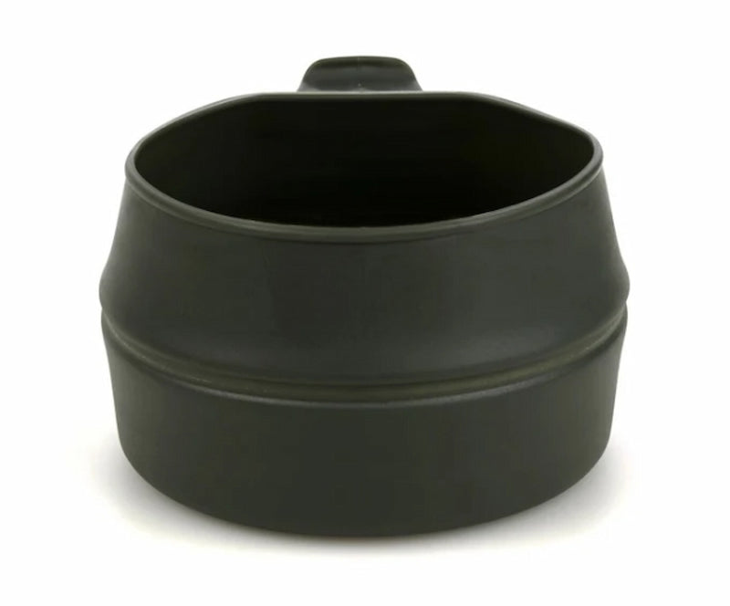 Black collapsible cup on a white background