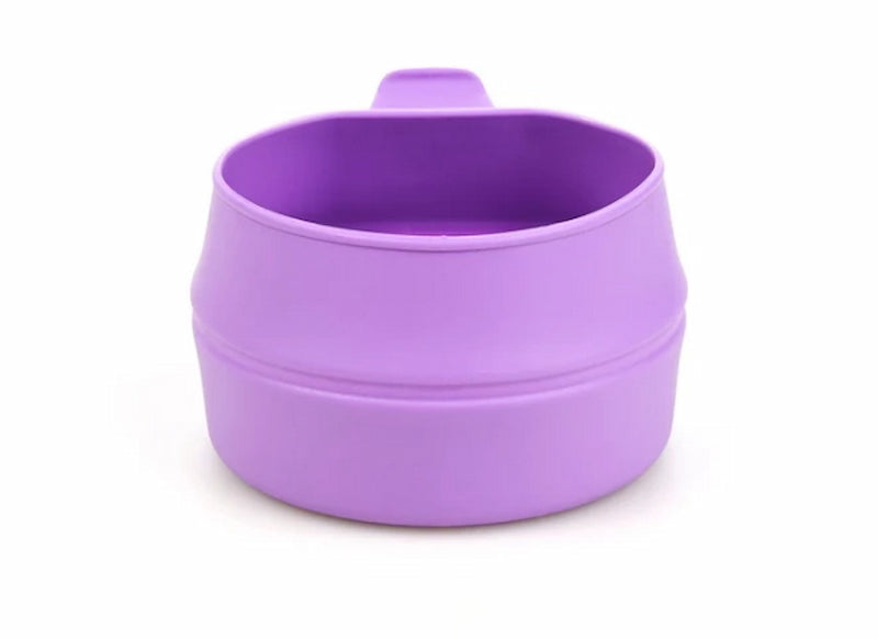 Purple collapsible cup on a white background