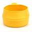 Yellow collapsible cup on a white background