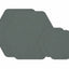 Four hexagonal placemats in a dark gray woven fabric, arranged in a cascading stack on a solid white background.