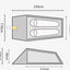 Dimensions of a product packaging with measurements in centimeters.