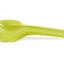 A lime green silicone spork with integrated spaghetti noodles, shown on a plain white background.