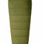 Green sleeping bag with a visible brand logo on a white background