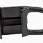 Black metal clasp with spring mechanism on a white background