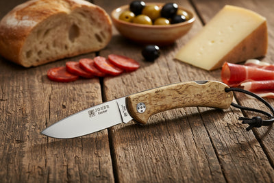 Joker Cocker Folding Knife- Nl134 Curley birch wood Handle