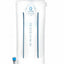 A white HydroPack hydration reservoir with blue printed graphics and a small blue cap, shown on a plain white background.