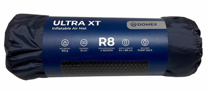 Roll of Ultra XT inflatable air mat with Domex branding on a white background