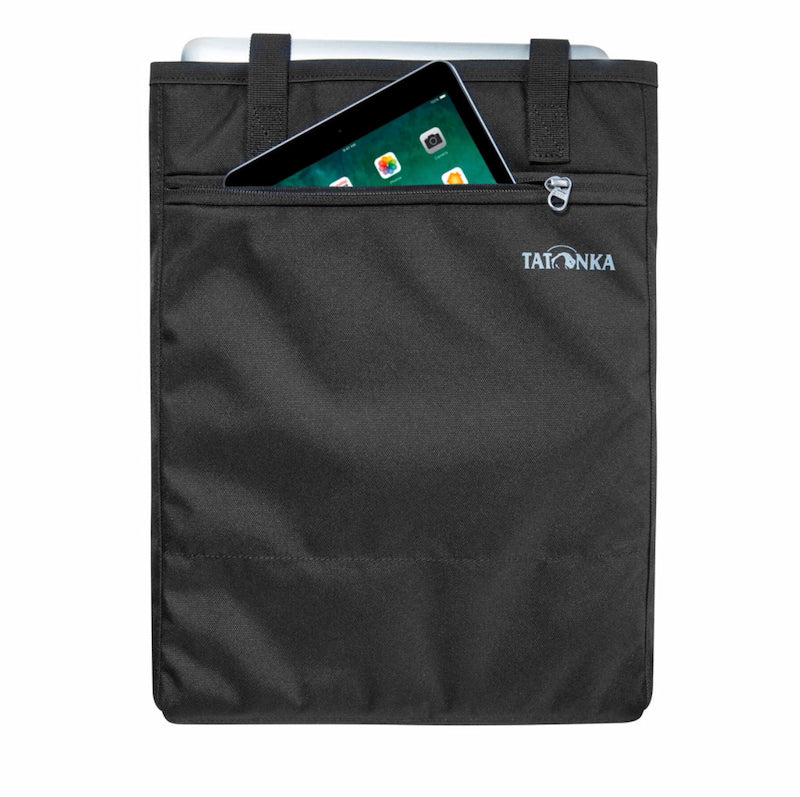 Black Tatonka pouch with a tablet inside on a white background