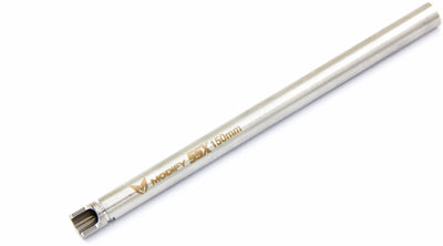 Metal rod with branding on a white background