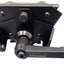 A black metal mounting bracket or hardware component with a lever arm, photographed on a plain white background.