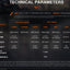 Technical parameters table for a Fenix tactical LED flashlight, showing output, runtime, distance, intensity, impact resistance, and submersibility in different modes (Turbo, Strobe, High, Med, Low) and lockoff modes, on a dark background.