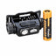 A Fenix H1MBR V2.0 flashlight shown next to a Fenix 2000mAh 1450C lithium-ion battery on a plain white background.