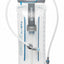 HydraPak Contour 3 Liter hydration bladder in translucent white with blue and gray accents, featuring a flexible drinking tube and measurement markings on a white background.